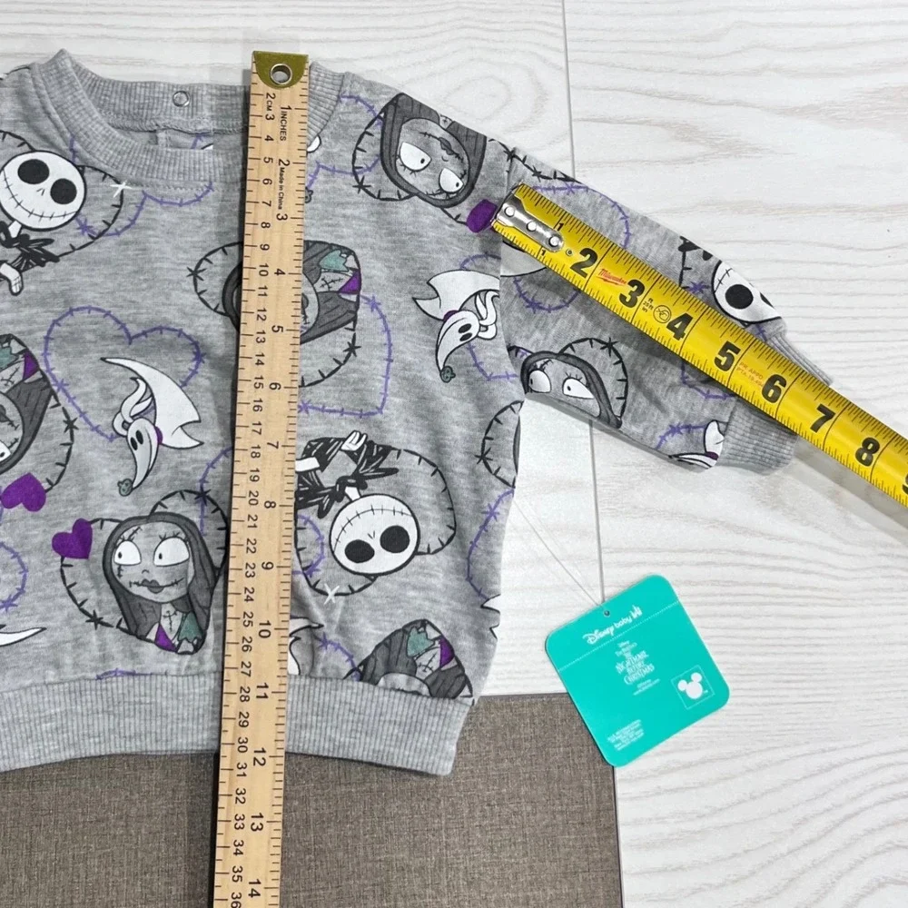 Disney Nightmare Before Christmas Set Girls 3-6M Gray Jack Sally Fleece‎ Flare